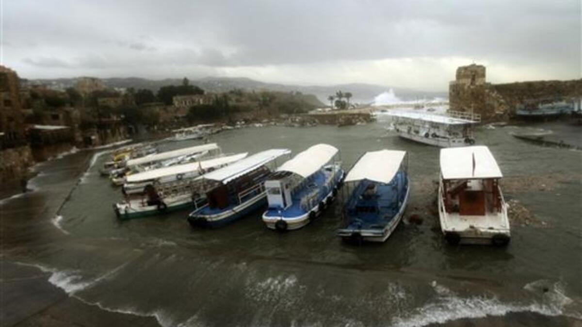 A general view shows the Lebanese ancient northern port of Byblos as heavy winds and rain whipped across Lebanon.