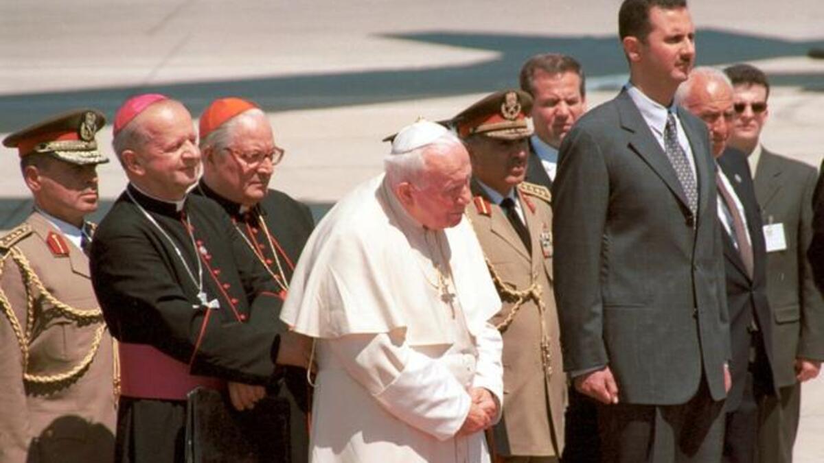 Pope John Paul II in Damascus with Bashar al Assad