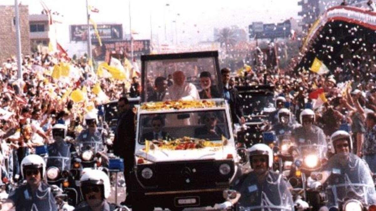 Pope John Paul II in his pope mobile