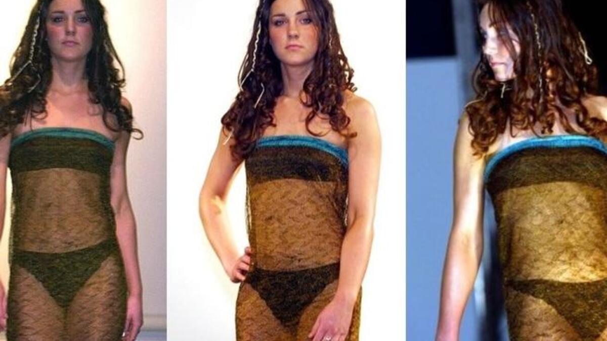 THAT dress: Kate turned heads in this catchy little flimsy number, not least the head of her Prince Charming, as she strutted down the catwalk of student fashion show at St. Andrews.  He admits she caught his eye on this occasion.