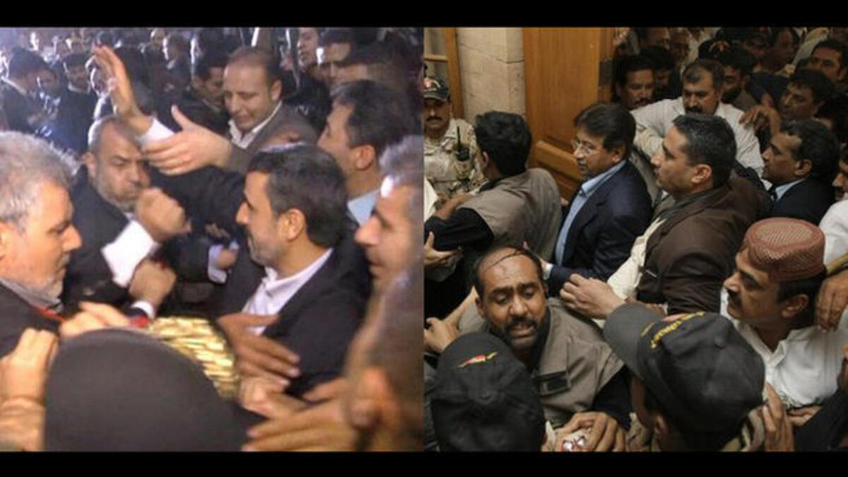 musharraf ahmadinejad shoe attack