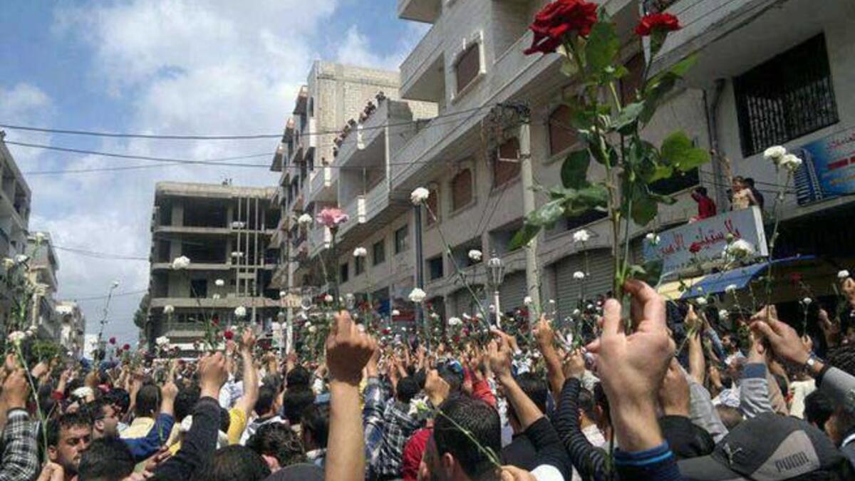 Syria valentine's protest conflict