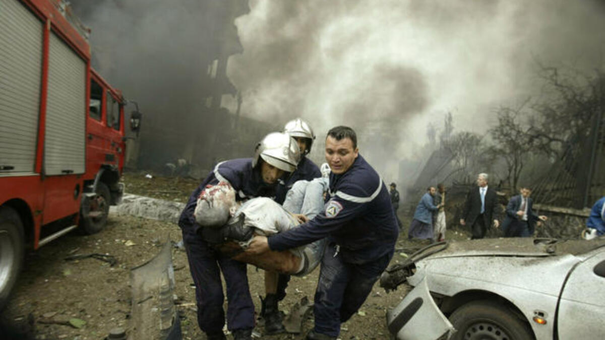 2007 Algiers bombing: Two bombs exploded within a short time of each other, one at the Prime Minister's office and the other at a police station. The blasts killed 33 people.