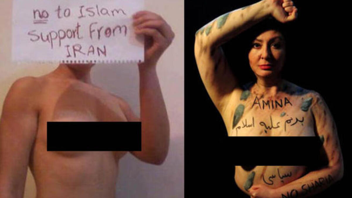 Iranian activist topless jihad