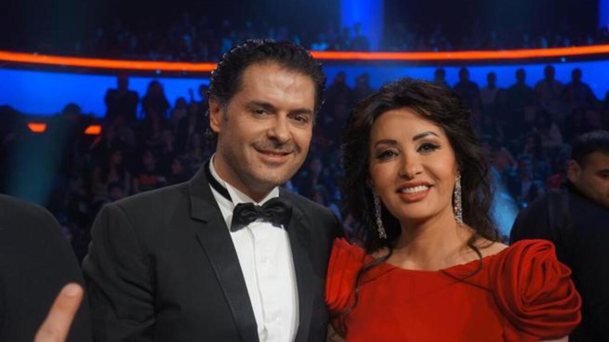 الفنانة لطيفة التونسية مع راغب علامة في عرب أيدول