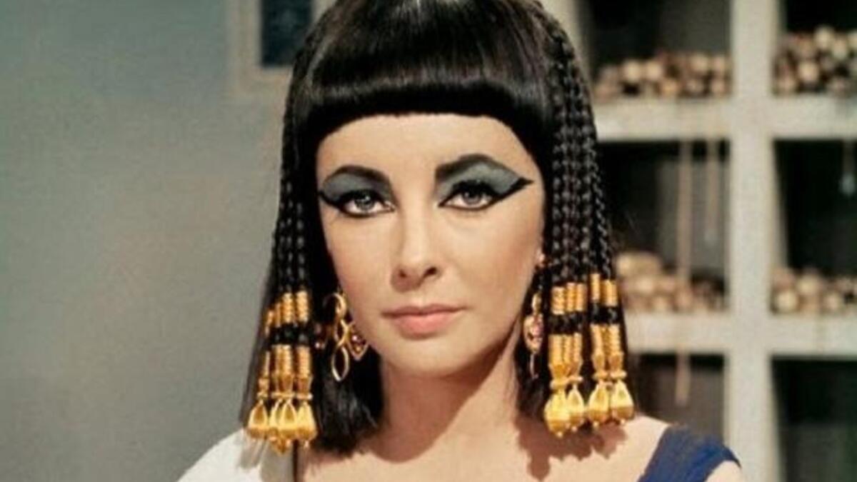 Cleopatra: While filming Cleopatra in Rome, the starlet began her very public affair with soon-husband Burton. A legendary relationship to match her famous Queen hair.