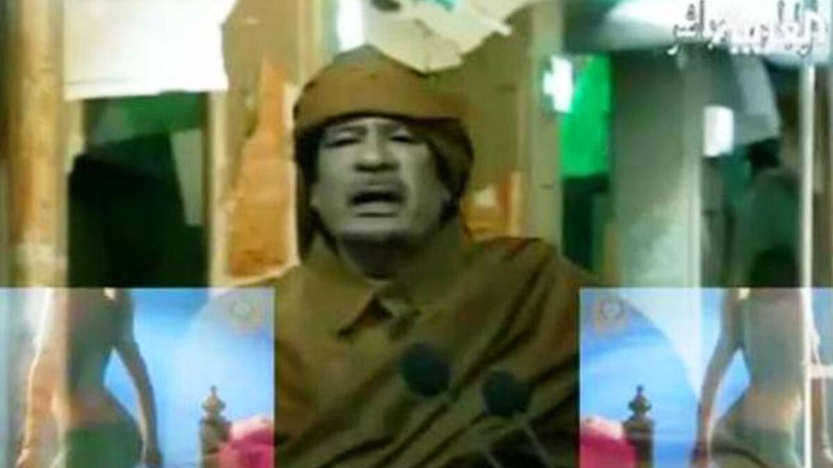 Zenga-rama: March 20 – the world is enthralled by the spell of Gaddafi’s entertaining (while sinister) public 
appearances & speeches. One speech inspires an inspired Israeli DJ to re-mix it into a YouTube
dance phenomenon, borrowing the rhythmic  foot stomping and arm thumping-style of his rhetoric ‘Zenga 
Zenga!’