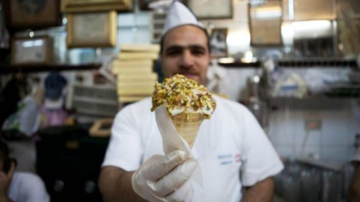 Syria's signature ice-cream in Souk El-Hamidiyeh, Damascus
