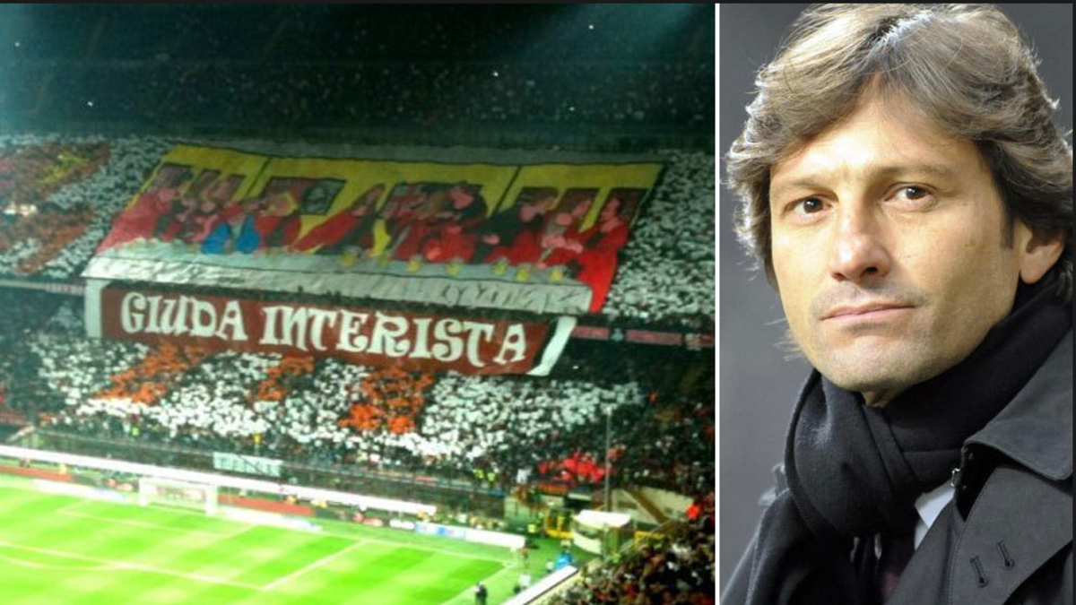 عندما قرر المدرب ليوناردو الانتقال للإشراف على إنتر، لم يكن النصف الثاني في مدينة ميلانو سعيداً بهذه الخطوة، مما دفع أنصار ميلان لإبداء امتعاضهم بتيفو ضخم عرضوه في ملعب سان سيرو.