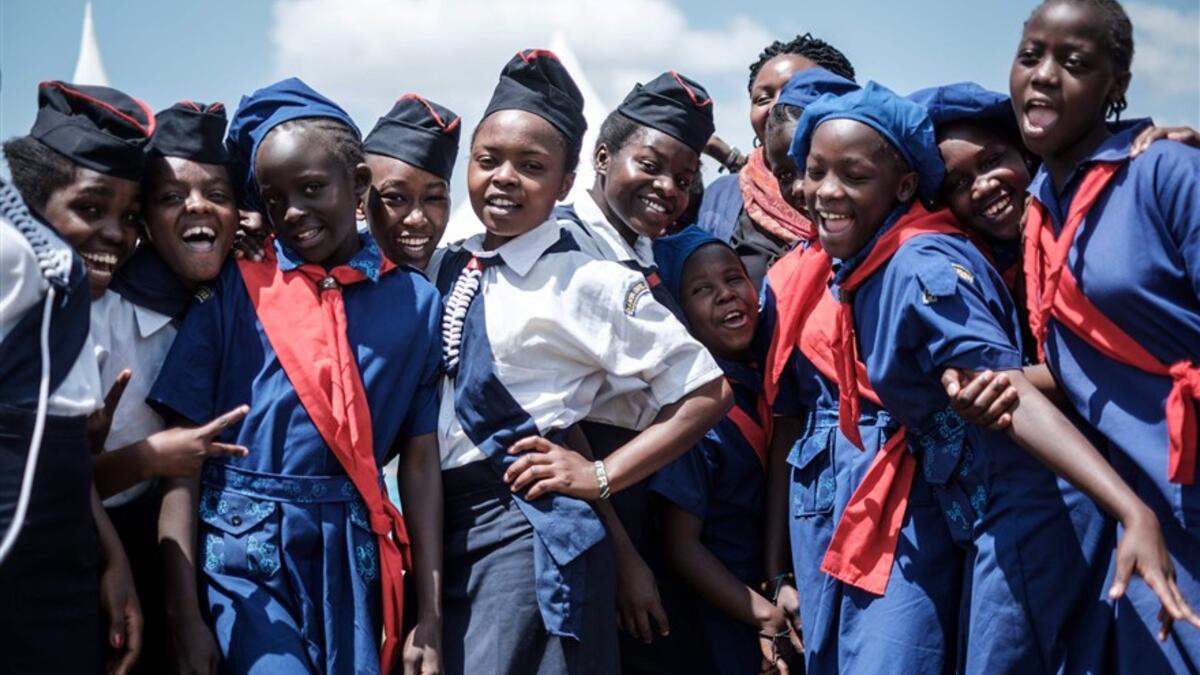 Nairobi: Members of the Kenya Girl Guides attend an International Women's day ceremony in Kawangware slum.  (AFP/Yasuyoshi Chiba)