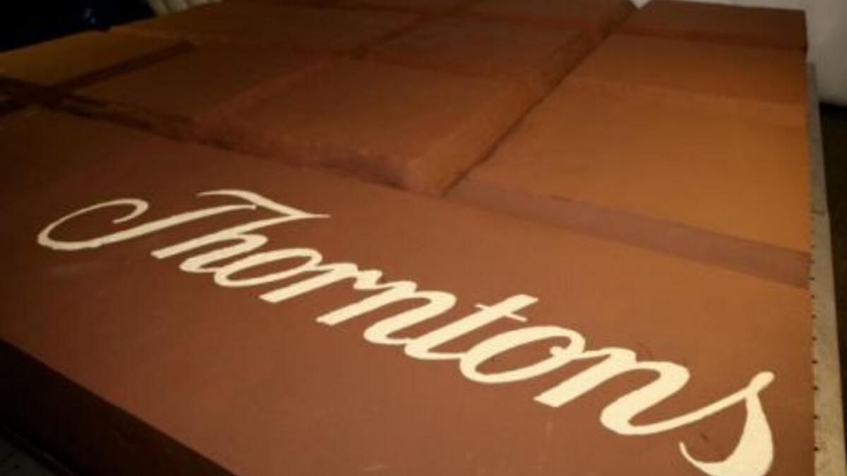Thos bar is equivalent to 75,000 Thorntons Chocolate Blocks. It was made to celebrate Thorntons’ 100th birthday. (Thorntons)