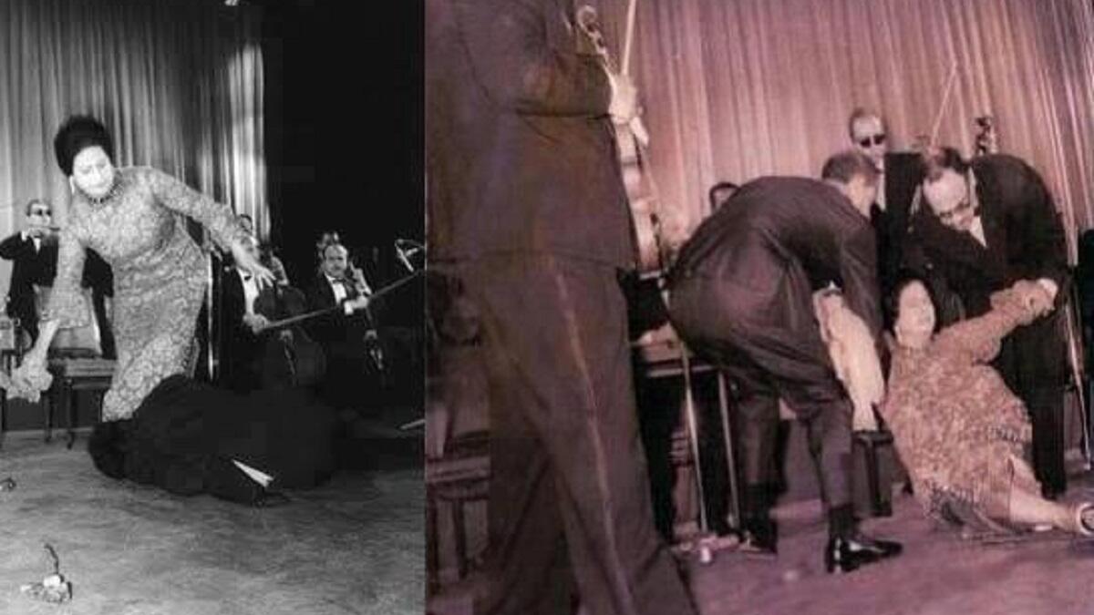 الحب سكارى: سقطت أم كلثوم عن مسرح الأوبرا في باريس حين كانت تغني الأطلال، وكانت السقطة عند بيت "هل رأى الحب سكارى مثلنا كم بنينا من خيال حولنا"، عندما أصر أحد السكارى الفرنسيين على تقبيل قدمها.