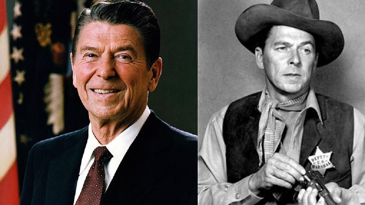 رونالد ريجان: كان ممثلًا، وشارك في 53 عملًا سينمائيًا، أشهرها "The Bad Man،An Angel from Texas"، ثم تفرغ للعمل السياسي، حتى أصبح الرئيس الأربعين للولايات المتحدة.