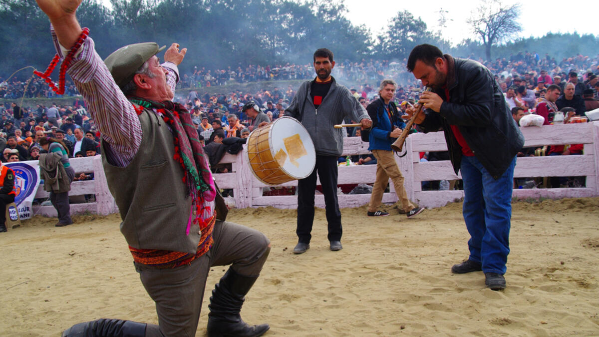 Aegean Folk dancer man performing at camel wrestling carnaval.
(Shutterstock/ File Photo)