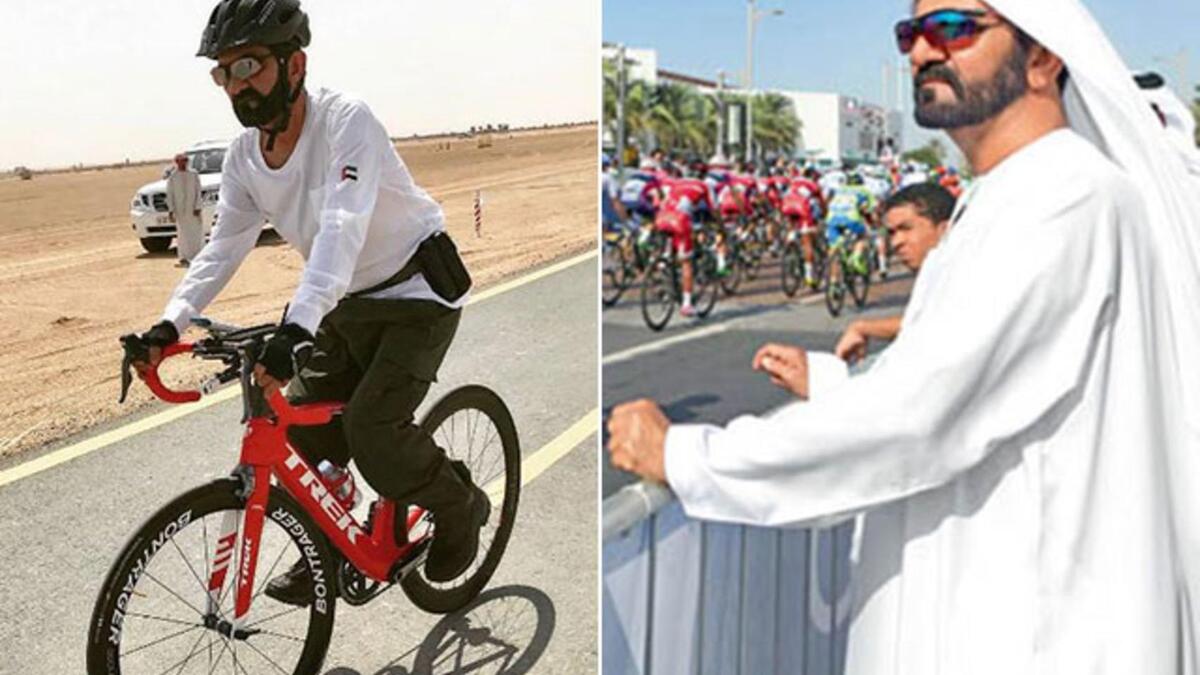 حاكم دبي الشيخ محمد بن راشد  يقود دراجته في دبي 4 مارس /آذار 2017