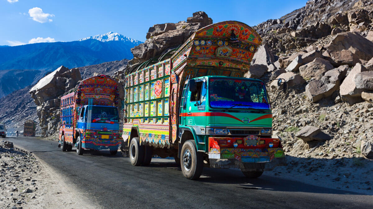 Decorated color truck on the Karakoram Highway in Northern area of Pakistan (Shutterstock)
