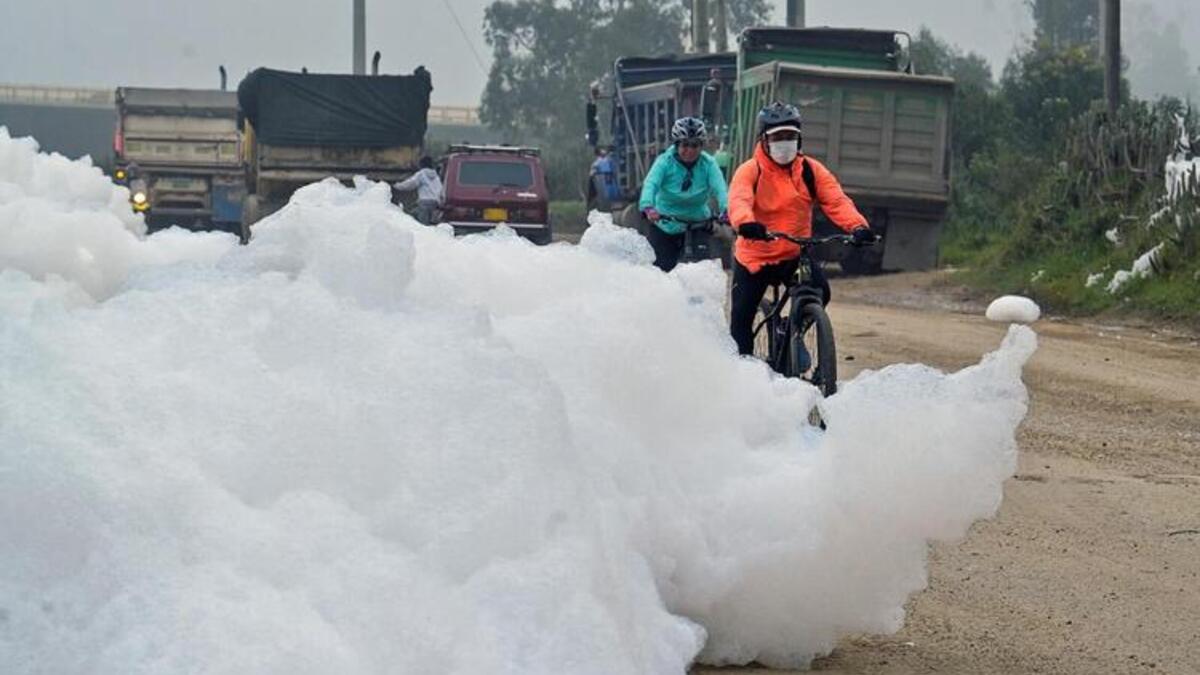 Polluted River Produces Toxic Foam in Colombia