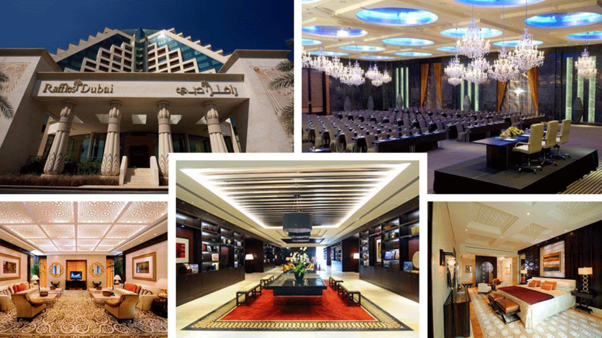 2. رافلز دبي (الإمارات): يقع هذا الفندق الفاخر المصمم على شكل هرم وسط حدائق استوائية ، ويتصل بمركز WAFI للتسوق ، ويبعد مسافة 4 كم عن مركز دبي التجاري العالمي.