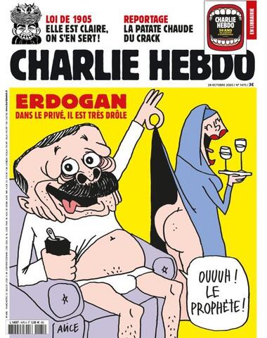 Turkey Condemns Charlie Hebdo Cartoon Showing Erdogan Lifting Woman's Burqa to Look at Her Naked Backside