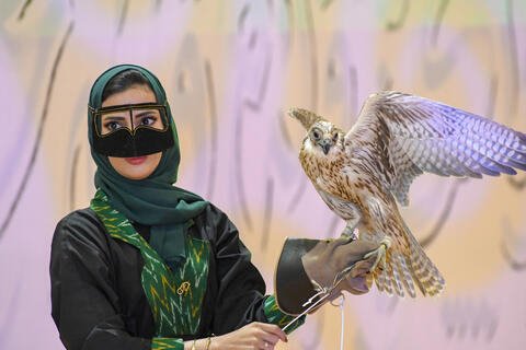 For The First Time! Saudi Woman Competes in Top Falconry Show