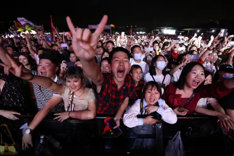 Thousands of Revelers Attend a Music Festival in Wuhan
