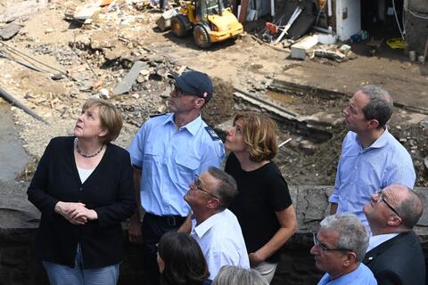 German Chancellor Merkel Visits Flood-stricken Region