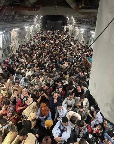 Hundreds of Afghan Civilians Board US Air Force Plane