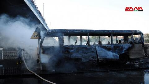 دمشق: 14 قتيلا في تفجير حافلة الجيش.. ومصدر عسكري يكشف التفاصيل
