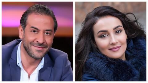 عبدالمنعم عمايري وكندا حنا يتعديان الحدود بقبلة على الشفاه في 