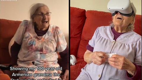 Old Grandmom Uses VR to View Childhood Cathedral
