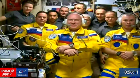 Blue and Yellow Cosmonauts by Russian Astronauts Are NOT Political