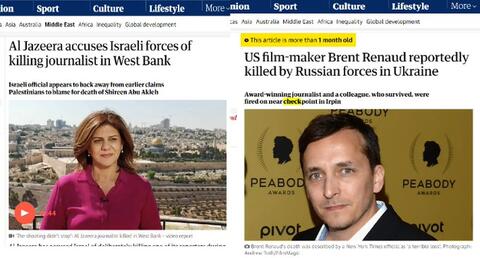 Shireen Abu Akleh and Brent Renaud: Same Death, Different Headlines