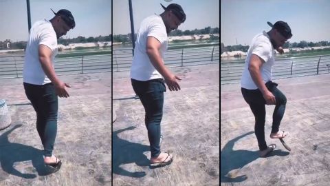 Video: Iraqi man's flip-flops melt over high temperatures