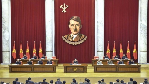Was Hitler photo raised behind Kim Jong Un?