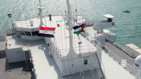 Displaying the Palestinian flag, Yemeni naval forces release footage of the Israeli ship capture