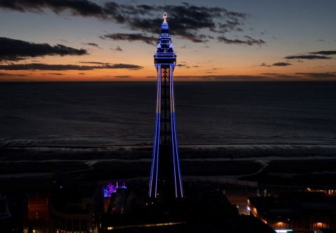Firefighters battle blaze engulfed in Blackpool Tower