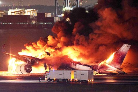 Japan Airlines plane crashes with coast guard plane at Tokyo Airport