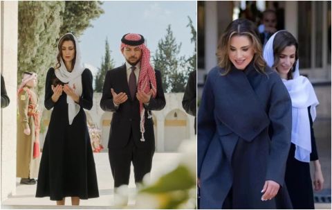 الأميرة رجوة والملكة رانيا بإطلالة متشابهة عند ضريح الحسين بن طلال