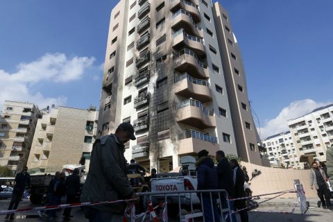 Israeli airstrikes target a building in Mezzeh neighborhood, Damascus