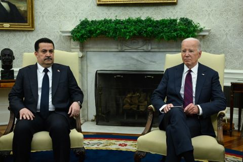 Iraqi PM meets Biden, aims for full partnership, shifting from military ties with US