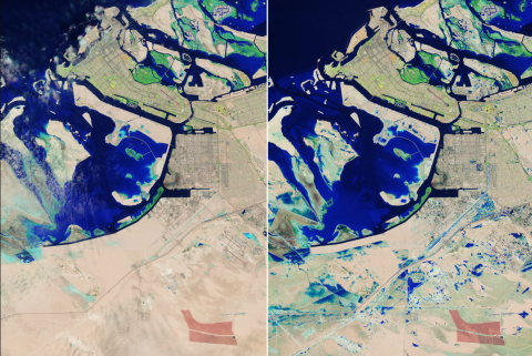 Satellite photos of UAE before and after severe flooding