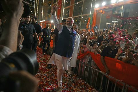Modi coalition secures victory in Indian elections but falls short of majority