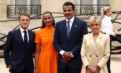 أمير قطر والشيخة هند في قصر الإليزيه لانطلاق أولمبياد باريس 2024