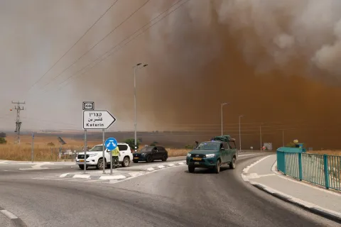 Heavy missile launch towards Golan Heights