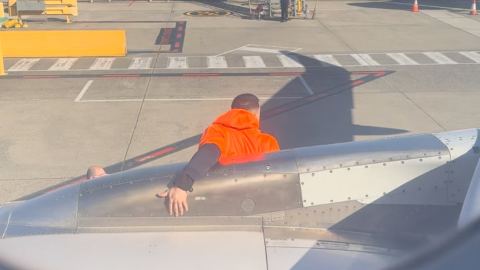 Video: Man walking on airplane wing in Australia airport goes viral