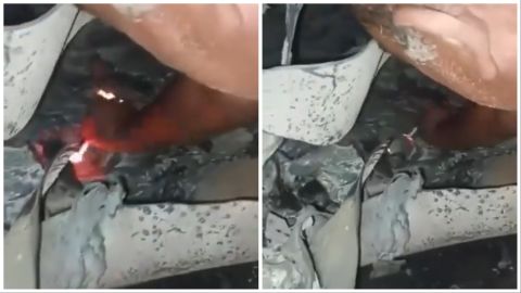 Video: Jordanian citizen lights cigarette using debris' fire