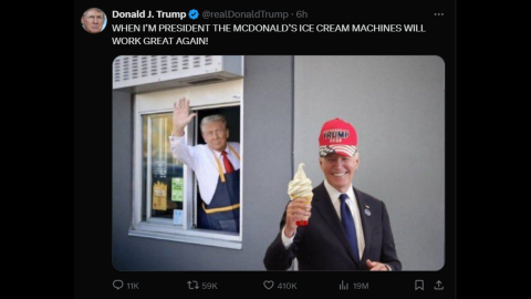 Trump vows to fix McDonald's ice cream machine while mocking Joe Biden