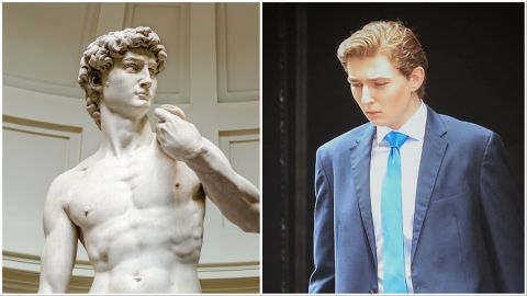 Did Michelangelo sculpture Barron Trump in the 16th century?