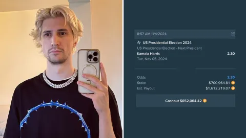 xQc loses $700,000 after betting on Kamala Harris 