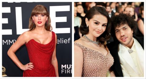 Taylor Swift ends her 100-day Instagram silence to praise Selena Gomez and Benny Blanco’s new album.